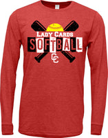 2024 Columbus Softball Red Long Sleeve Triblend Shirt