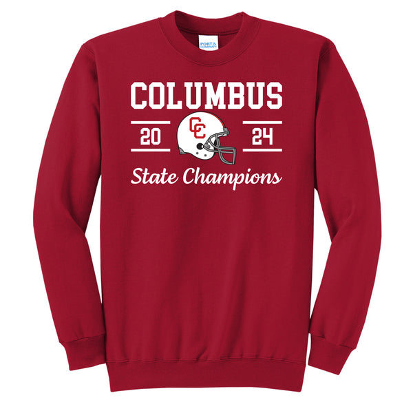 2024 Columbus Cardinal Football State Champion Sweatshirt Helmet Logo