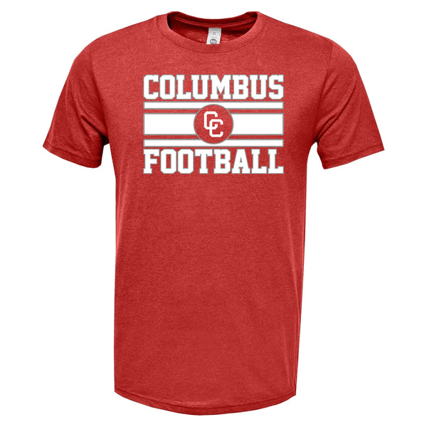 Columbus Football Stripes Red Triblend Shirt