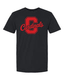 Cursive Cardinals Big C Bella Canvas Triblend Shirt