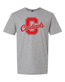 Cursive Cardinals Big C Bella Canvas Triblend Shirt