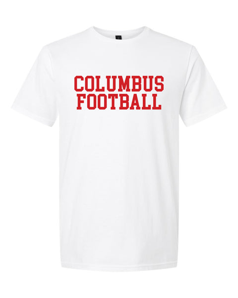 Columbus Football Red Block Font Shirt