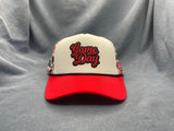 Red Football Printed Mesh Patch Hat