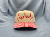 Natural w/Red Stiped Bill Trucker Hat