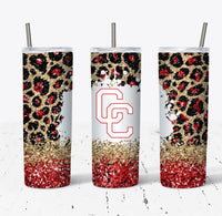 Red Leopard Glitter CC 20oz Tumbler