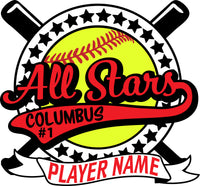 Columbus Little League Softball All Star Window Decal
