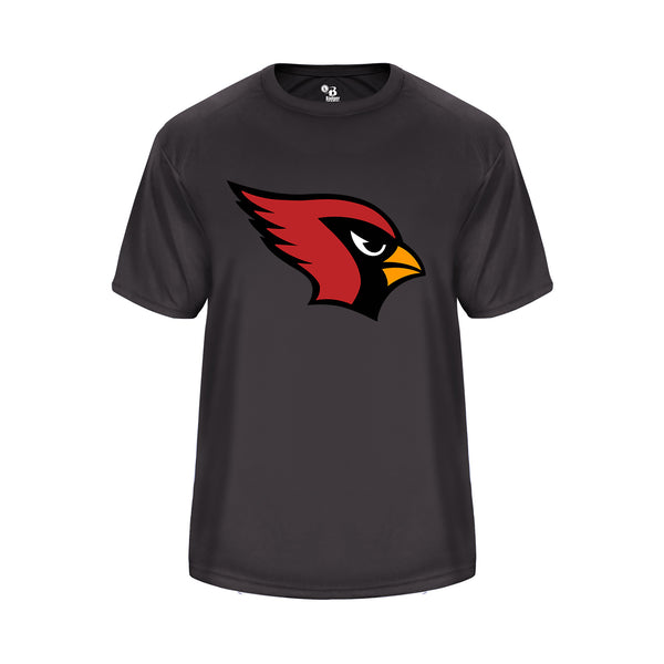 Youth Vent Back Graphite Shirt with Cardinal Logo