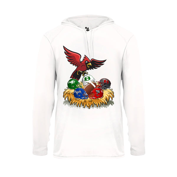 Youth White Hoodie with Cardinal District Rivals Logo