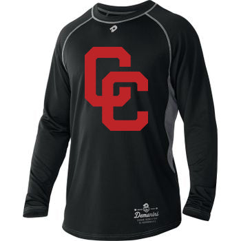 Black DeMarini's CC Long Sleeved Youth Shirt with Red CC Logo