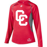 Red DeMarini's CC Long Sleeved Youth Shirt with White CC Logo