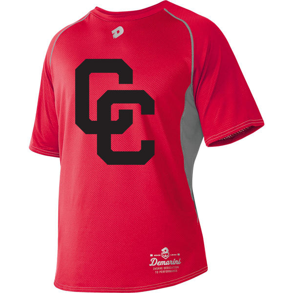 Red DeMarini's CC Short Sleeve Men's Shirt with Black CC Logo