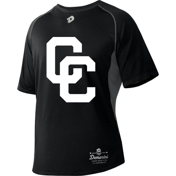 Black DeMarini's CC Short Sleeve Youth Shirt with White CC Logo
