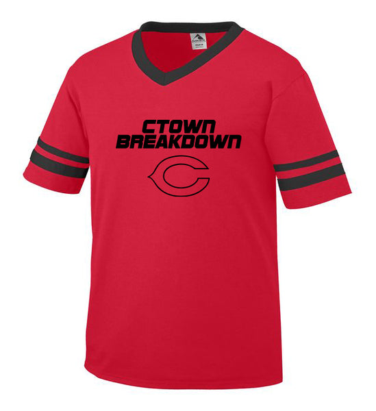 Youth Red Jersey with Black CTOWN BREAKDOWN Little League C Logo