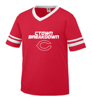 Youth Red Jersey with White CTOWN BREAKDOWN Little League C Logo
