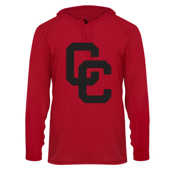 Red Fleece Hoodie with Black CC