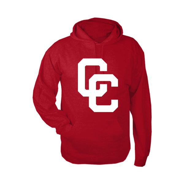 Red Fleece Hoodie with White CC Logo