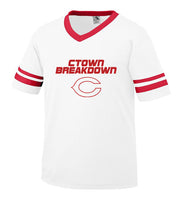 Youth White Jersey with Red CTOWN BREAKDOWN Little League C Logo