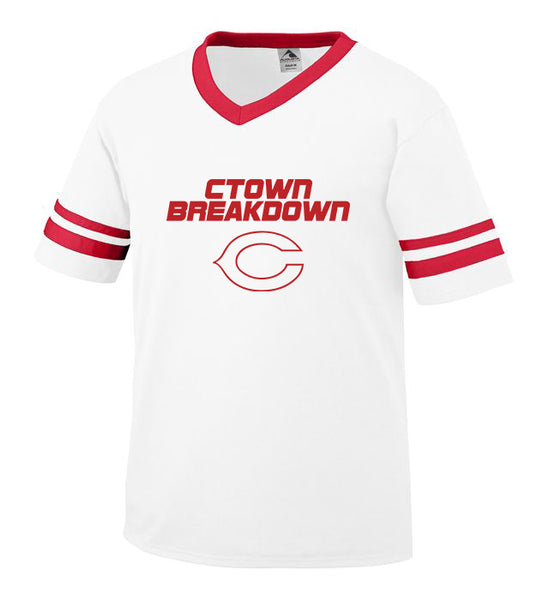 White Jersey with Red CTOWN BREAKDOWN Little League C Logo